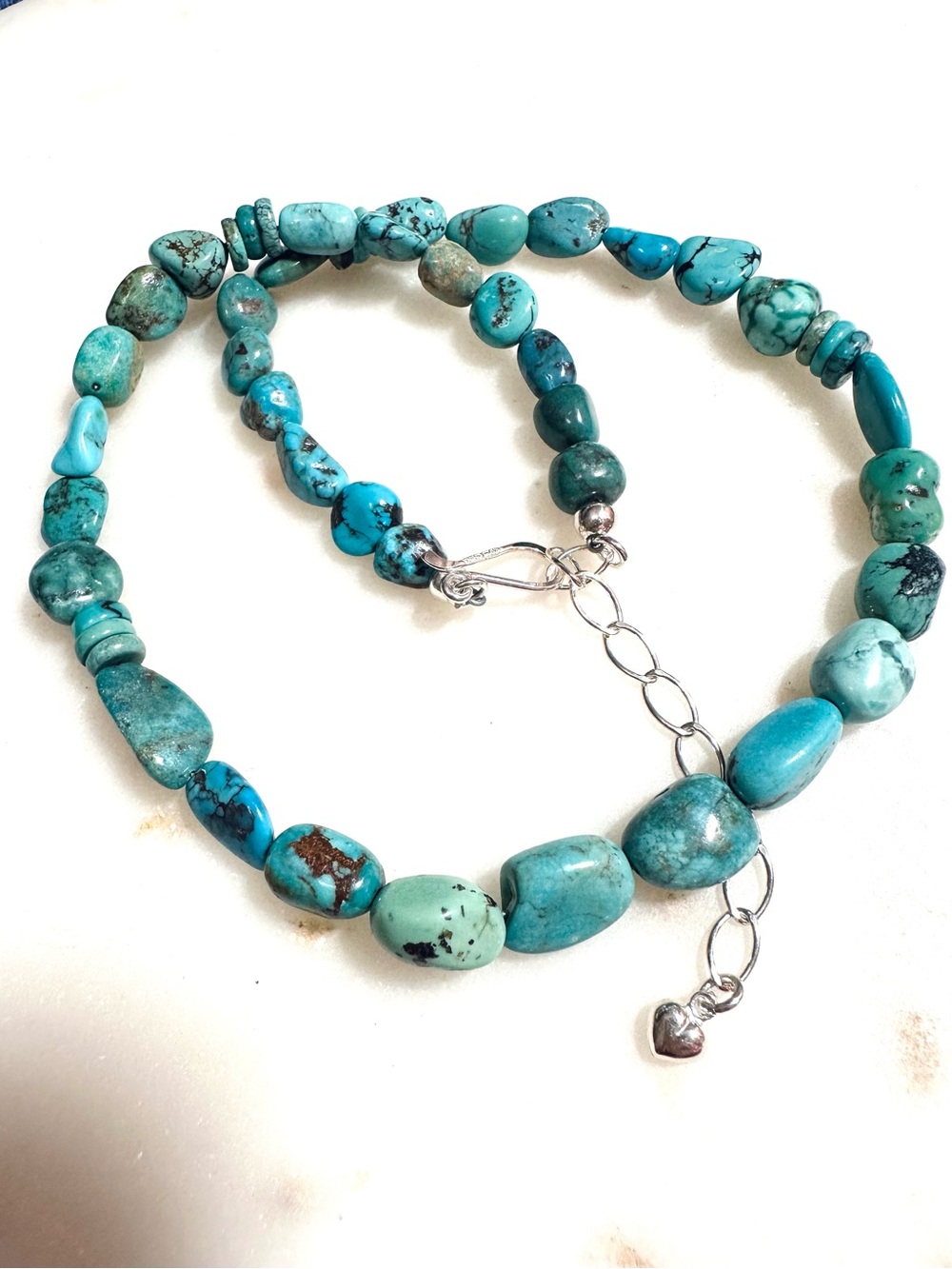 Jay King Hubei Turquoise Freeform Bead Sterling Silver Necklace